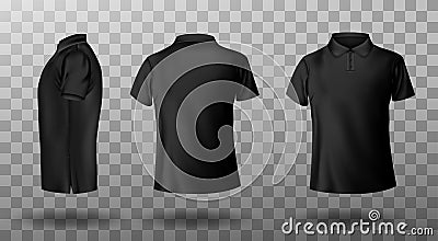 Realistic mockup of male black polo shirt Vector Illustration