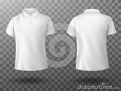 Realistic mockup of male white polo shirt Vector Illustration