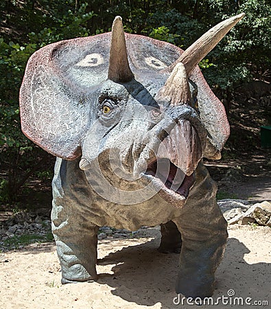 Realistic model of dinosaur Triceratops Editorial Stock Photo