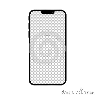 Realistic model smartphone with transparent screen. Smartphone mockup. Device front view. Vector illustration Vector Illustration