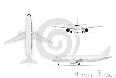 Realistic modern plane civil aviation transportation carrying passenger vector flying airplane Vector Illustration