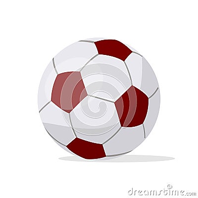 Realistic modern soccer red and white ball item Vector Illustration