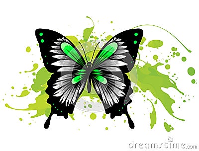 Realistic monarch butterfly in all colors of rainbow on white background. vector Vector Illustration