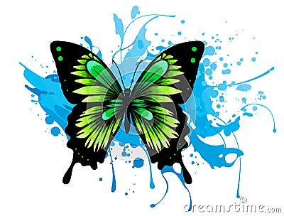 Realistic monarch butterfly in all colors of rainbow on white background. vector Vector Illustration