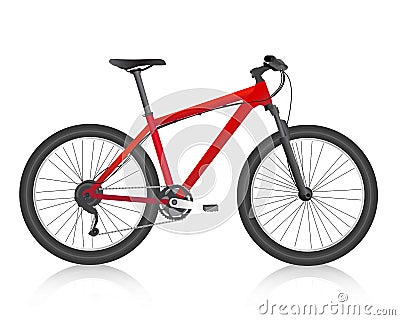 Realistic mountain bike red vector Vector Illustration