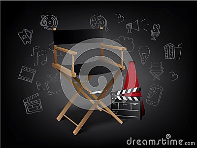 Realistic Movie Elements with Doodles Vector Illustration