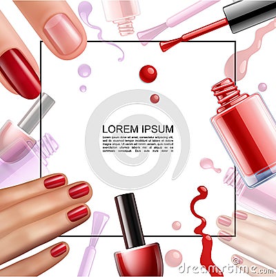 Realistic Nail Polish Design Template Vector Illustration