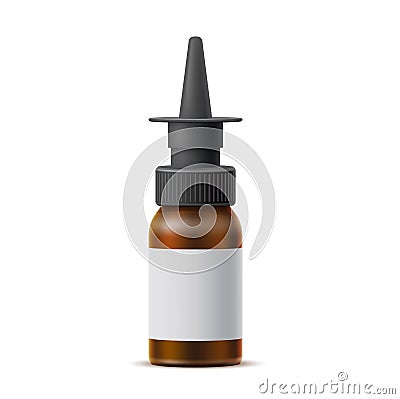Vector realistic nasal spray brown bottle mockup Vector Illustration
