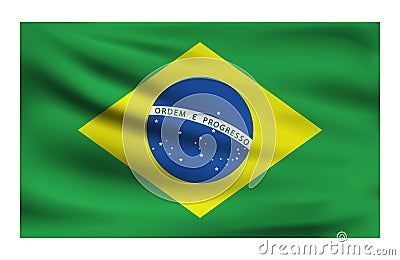 Realistic National flag of Brazil. Vector Illustration