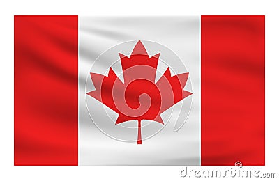 Realistic National flag of Canada. Vector Illustration