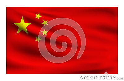 Realistic National flag of China. Vector Illustration