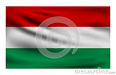 Realistic National flag of Hungary. Vector Illustration