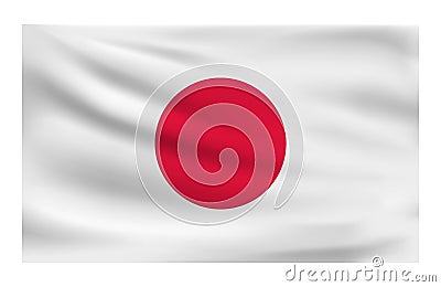 Realistic National flag of Japan. Vector Illustration