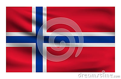 Realistic National flag of Norway. Vector Illustration