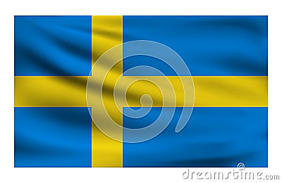 Realistic National flag of Sweden. Vector Illustration