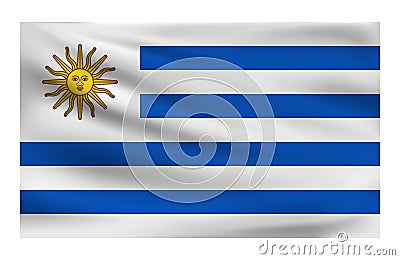 Realistic National flag of Uruguay. Vector Illustration