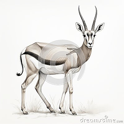 Realistic Ndebele Art Illustration Of Antelope In Light Black And Beige Cartoon Illustration