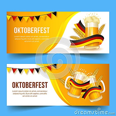 realistic oktoberfest banners set vector design illustration Vector Illustration