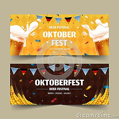 realistic oktoberfest banners set vector design illustration Vector Illustration