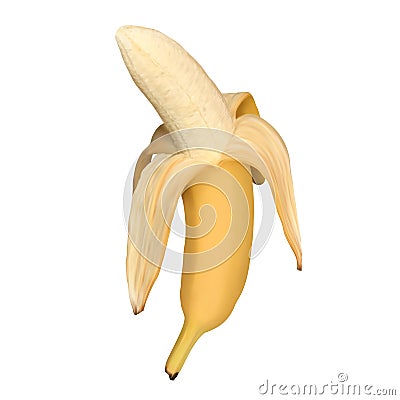 Realistic open banana isolated on white background. Half peeled banana. Vector illustration Vector Illustration