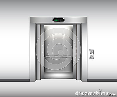 Realistic open metal elevator mockup. Vector illustration Vector Illustration