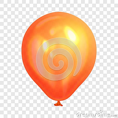 Realistic orange balloon, isolated on transparent background. Vector Illustration