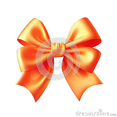 Realistic orange bow isolated on white background, ai generation Stock Photo