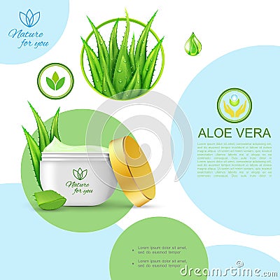 Realistic Organic Natural Cosmetic Template Vector Illustration