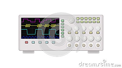 Realistic oscilloscope isolated on white background. Vector Illustration