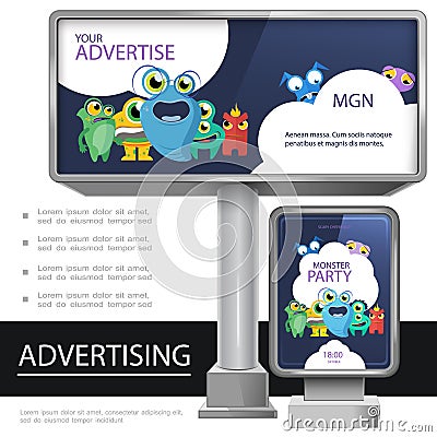 Realistic Outdoor Advertising Template Vector Illustration