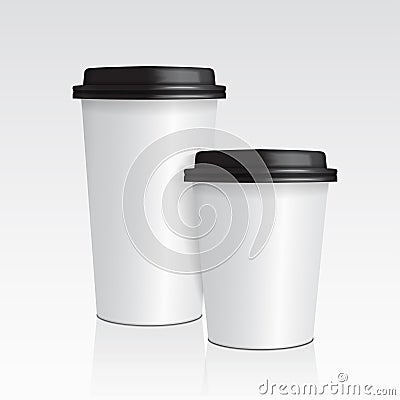 Realistic paper Coffee Cup. Set of 3d Coffee Cup Mock up vector template Vector Illustration