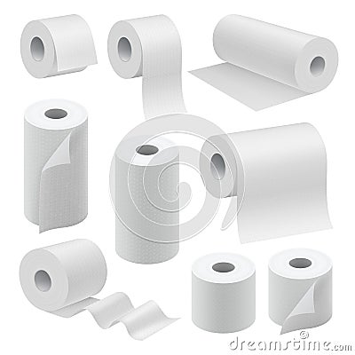 Realistic paper roll mock up set Vector Illustration