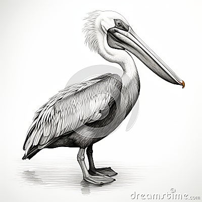 Realistic Pelican Drawing With Elongated Figures And Clean Inking Cartoon Illustration