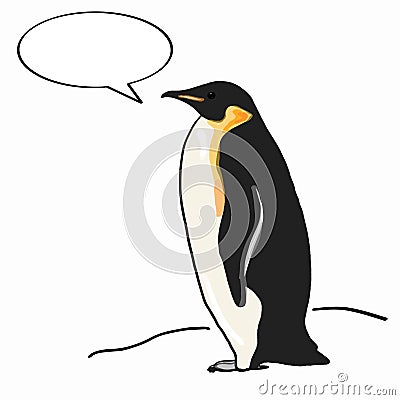 Realistic penguin and thinking Stock Photo