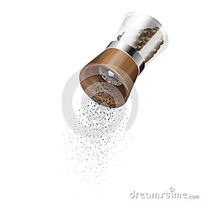 Realistic Pepper Mill Composition Vector Illustration