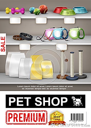 Realistic Pet Shop Poster Vector Illustration