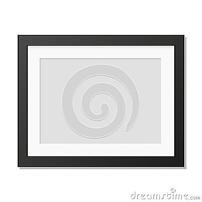 Realistic photo frame hanging on the wall Vector Illustration