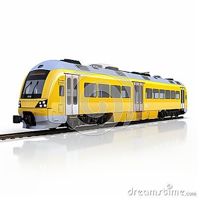 Realistic Photograph Of Lisbon Yellow Train - Side View Stock Photo