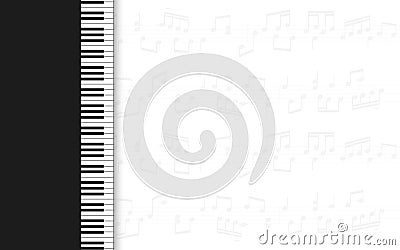 Realistic piano keyboard in white and black colors. Piano keys. Abstract musical background. Musical instrument keyboard. Design Vector Illustration