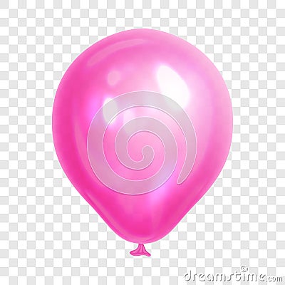 Realistic pink balloon, on transparent background Vector Illustration