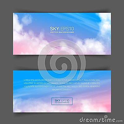 Realistic pink-blue sky Vector Illustration