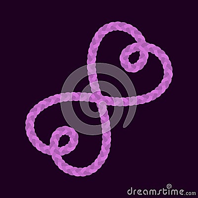 Realistic pink and purple braided rope hearts Cartoon Illustration