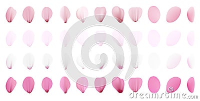 Realistic pink sakura petals icon set. Gradient mesh 3d cherry petals. Vector illustration Vector Illustration