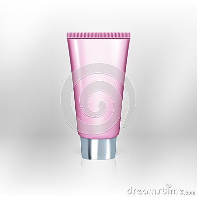 Realistic Pink Tube Of Cream With Chrome Cap Stock Photo