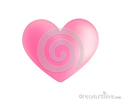 Realistic pink vector valentine heart in 3d style with glare on white background. Vector illustration Vector Illustration