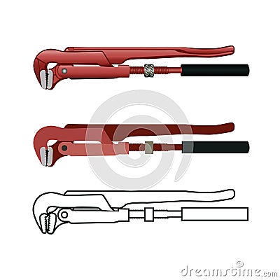 Realistic Pipe Wrench Vector Illustration Vector Illustration