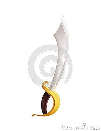 Realistic Pirate Sword Vector Illustration