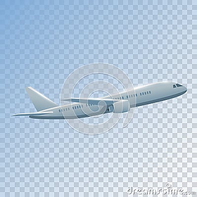 Realistic plane flies high Vector Illustration