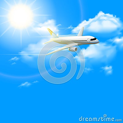 Realistic Plane Poster Vector Illustration