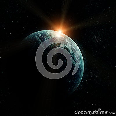 Realistic planet earth in space Stock Photo